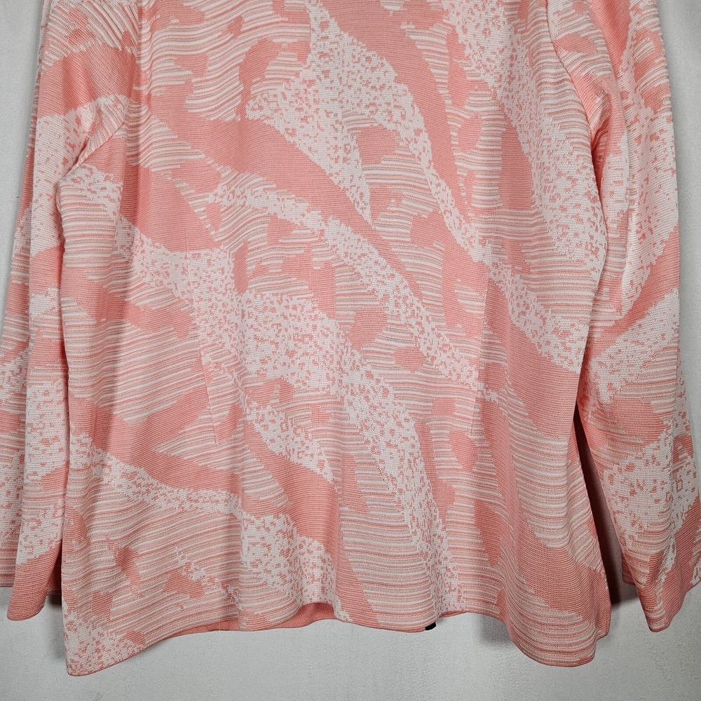 Ming Wang Knit Blazer Womens 2X Pink White Abstract Single Button Career Modern - Picture 14 of 15